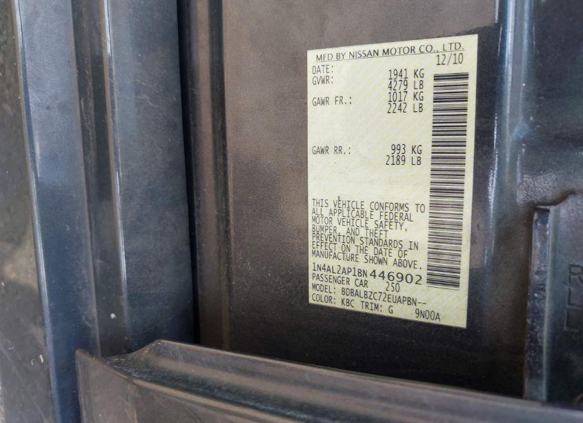 Photo 9 of 2011 Nissan Altima 2.5 S (VIN 1N4AL2AP1BN446902)