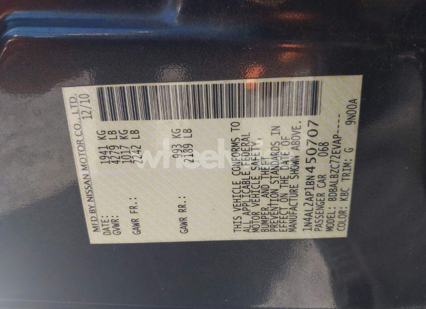 Photo 9 of 2011 Nissan Altima 2.5 S (VIN 1N4AL2AP1BN450707)