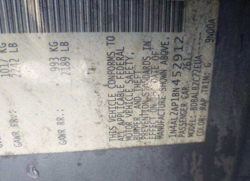 Photo 9 of 2011 Nissan Altima 2.5 S (VIN 1N4AL2AP1BN452912)