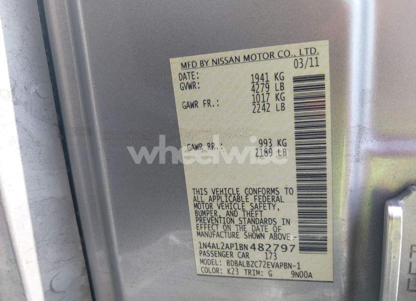 Photo 9 of 2011 Nissan Altima 2.5 S (VIN 1N4AL2AP1BN482797)