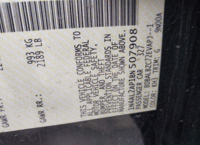 Photo 9 of 2011 Nissan Altima 2.5 S (VIN 1N4AL2AP1BN507908)