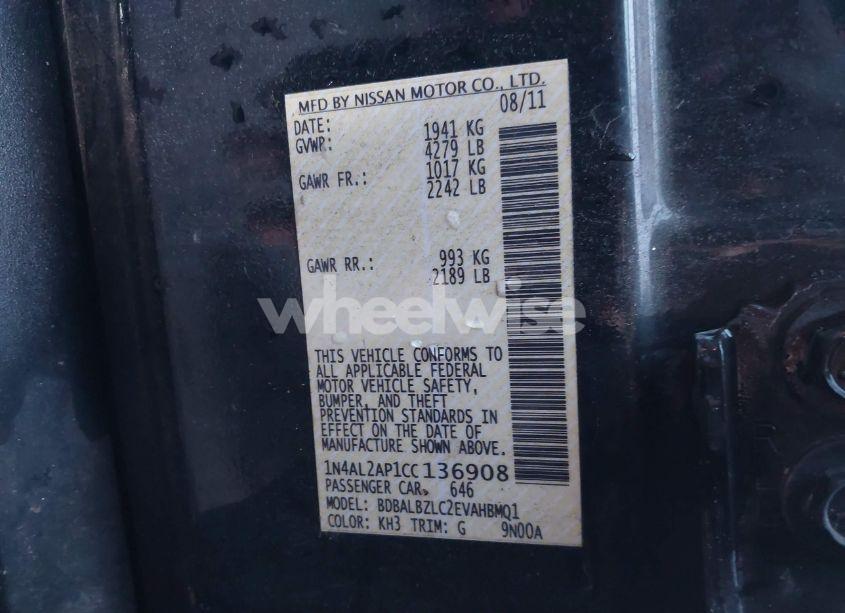 Photo 9 of 2012 Nissan Altima 2.5 SL (VIN 1N4AL2AP1CC136908)