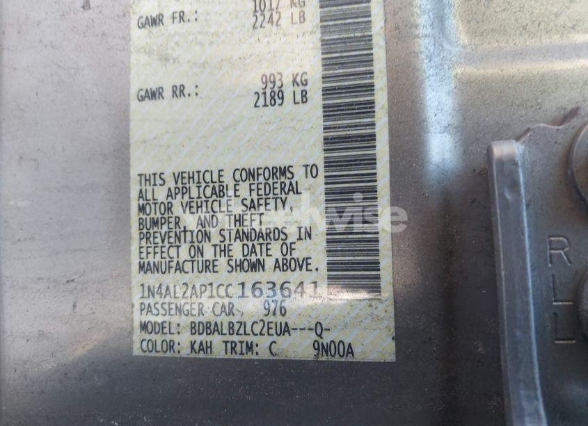 Photo 9 of 2012 Nissan Altima 2.5 S (VIN 1N4AL2AP1CC163641)