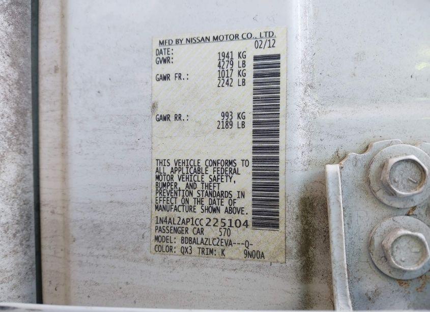 Photo 9 of 2012 Nissan Altima 2.5 (VIN 1N4AL2AP1CC225104)