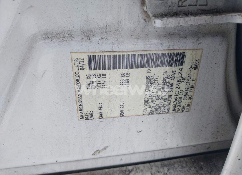 Photo 9 of 2012 Nissan Altima 2.5 S (VIN 1N4AL2AP1CC248124)