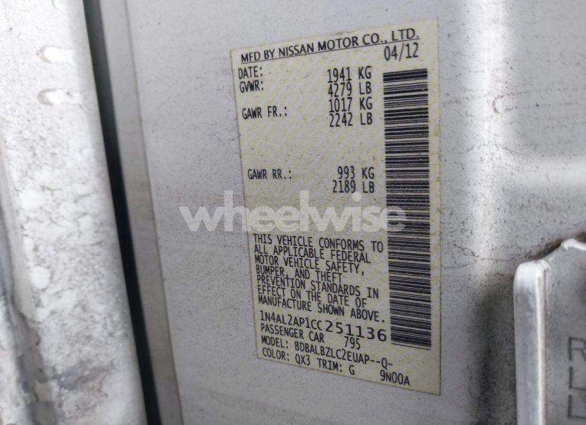 Photo 9 of 2012 Nissan Altima 2.5 S (VIN 1N4AL2AP1CC251136)