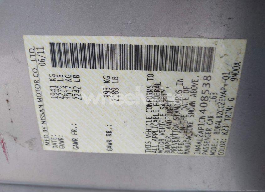 Photo 9 of 2012 Nissan Altima 2.5 S (VIN 1N4AL2AP1CN408538)