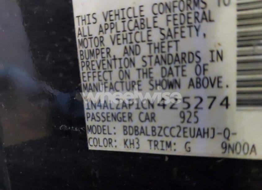 Photo 9 of 2012 Nissan Altima 2.5 S (VIN 1N4AL2AP1CN425274)