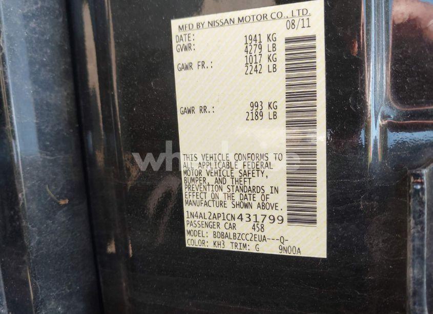 Photo 9 of 2012 Nissan Altima 2.5 S (VIN 1N4AL2AP1CN431799)