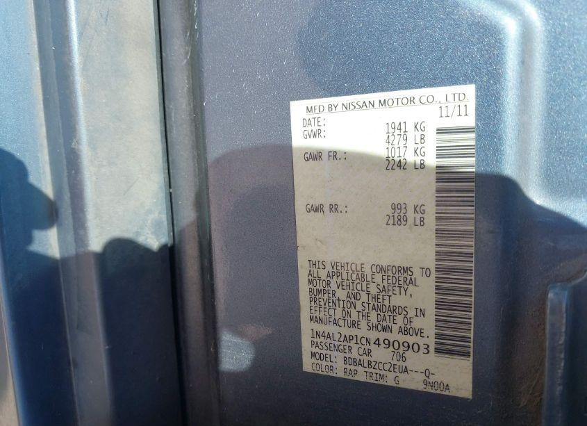 Photo 9 of 2012 Nissan Altima 2.5 S (VIN 1N4AL2AP1CN490903)