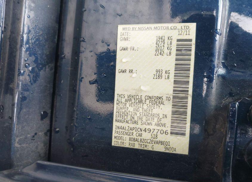 Photo 9 of 2012 Nissan Altima 2.5 S (VIN 1N4AL2AP1CN497706)