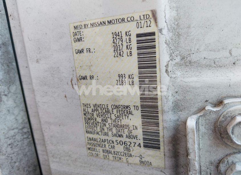 Photo 9 of 2012 Nissan Altima 2.5 S (VIN 1N4AL2AP1CN506274)