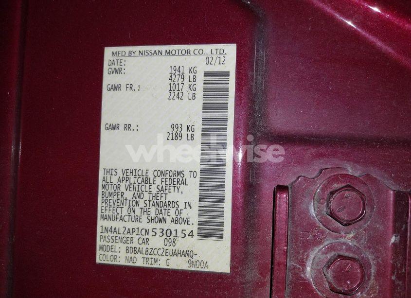 Photo 9 of 2012 Nissan Altima 2.5 S (VIN 1N4AL2AP1CN530154)