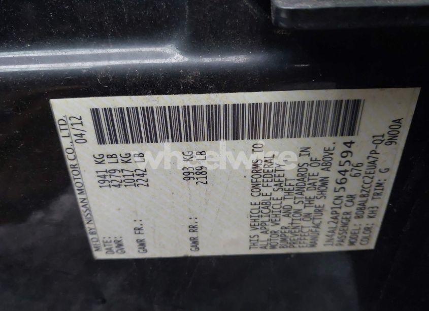 Photo 9 of 2012 Nissan Altima 2.5 S (VIN 1N4AL2AP1CN564594)