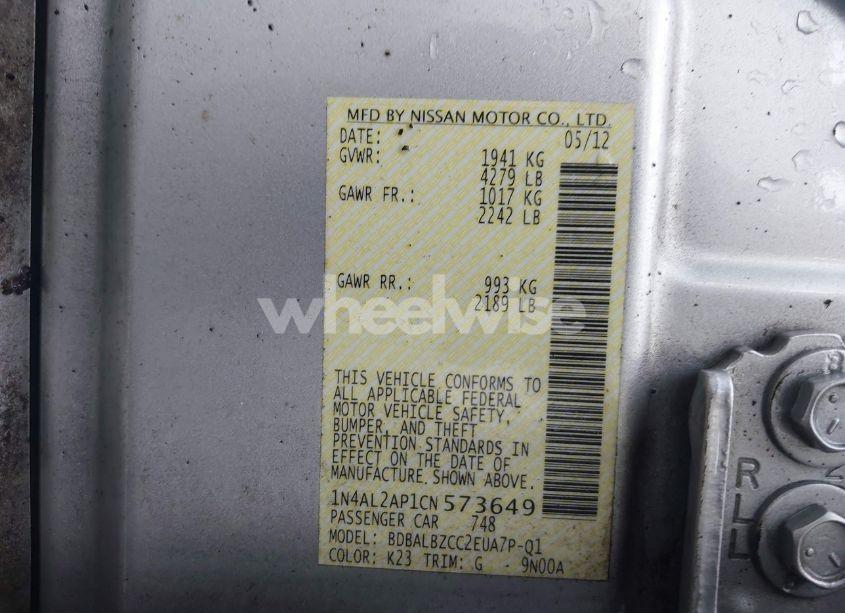 Photo 9 of 2012 Nissan Altima 2.5 S (VIN 1N4AL2AP1CN573649)