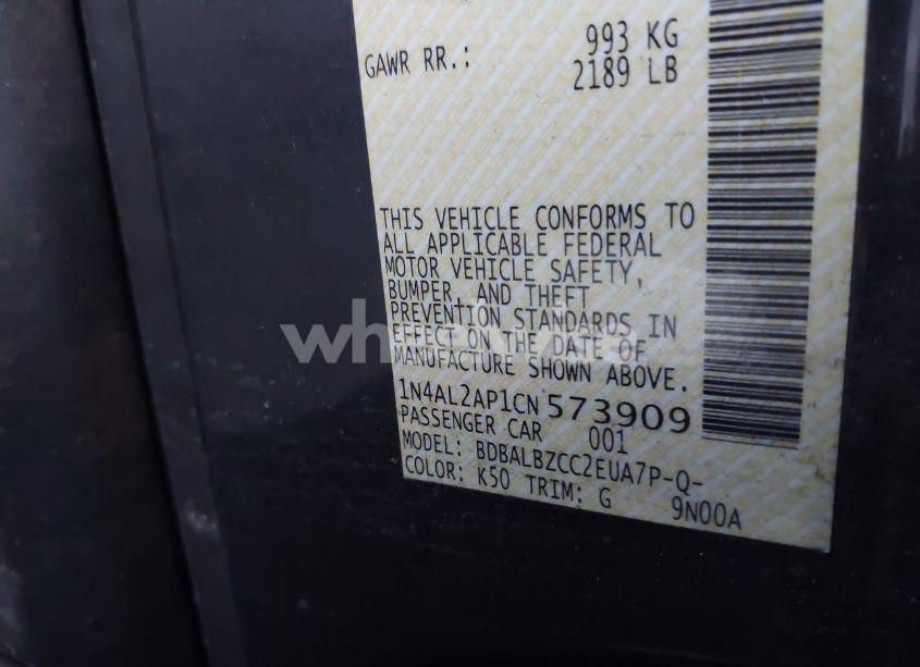 Photo 9 of 2012 Nissan Altima 2.5 S (VIN 1N4AL2AP1CN573909)