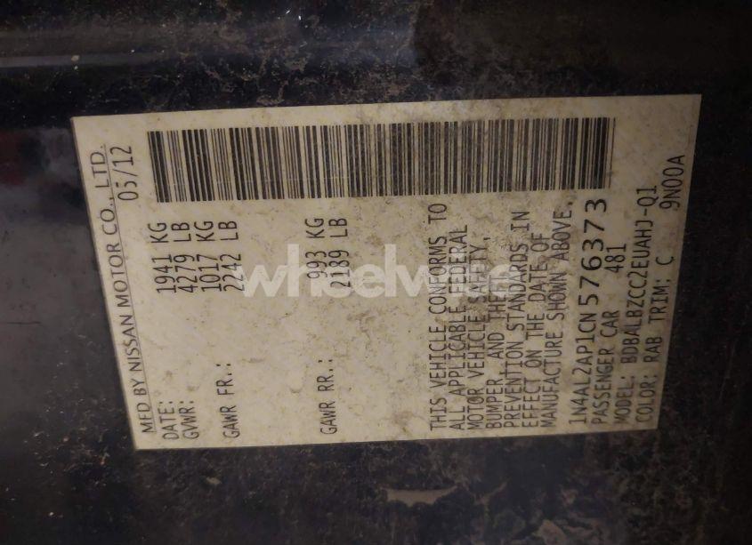 Photo 9 of 2012 Nissan Altima 2.5 S (VIN 1N4AL2AP1CN576373)