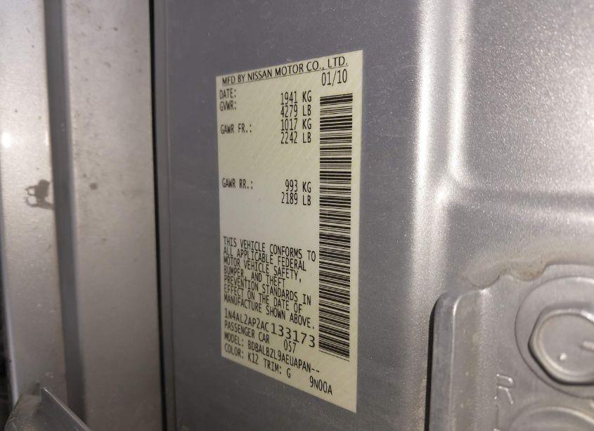 Photo 9 of 2010 Nissan Altima 2.5 S (VIN 1N4AL2AP2AC133173)