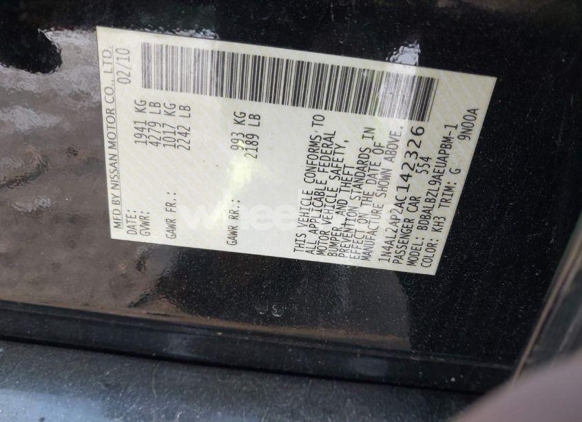 Photo 9 of 2010 Nissan Altima 2.5 SL (VIN 1N4AL2AP2AC142326)