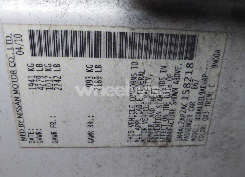 Photo 9 of 2010 Nissan Altima 2.5 S (VIN 1N4AL2AP2AC158218)