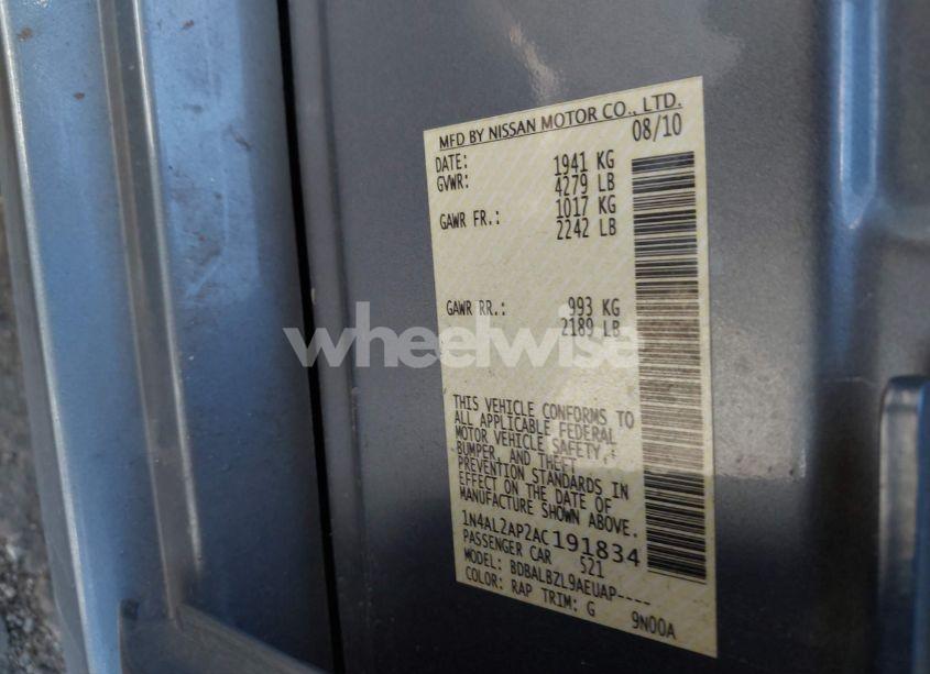 Photo 9 of 2010 Nissan Altima 2.5 S (VIN 1N4AL2AP2AC191834)