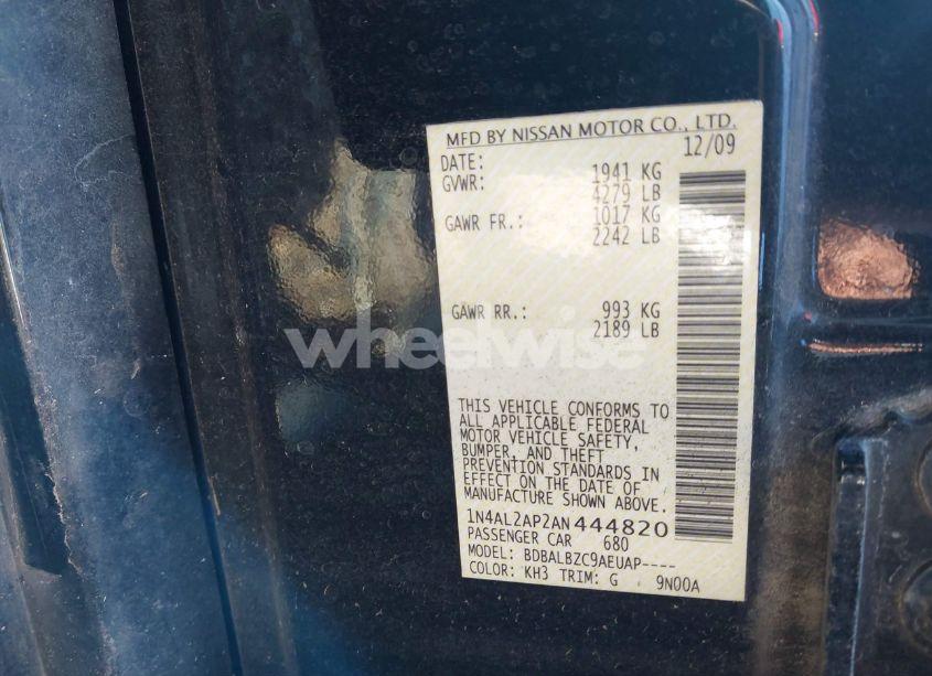 Photo 9 of 2010 Nissan Altima 2.5 S (VIN 1N4AL2AP2AN444820)