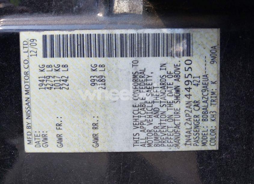 Photo 9 of 2010 Nissan Altima 2.5 (VIN 1N4AL2AP2AN449550)