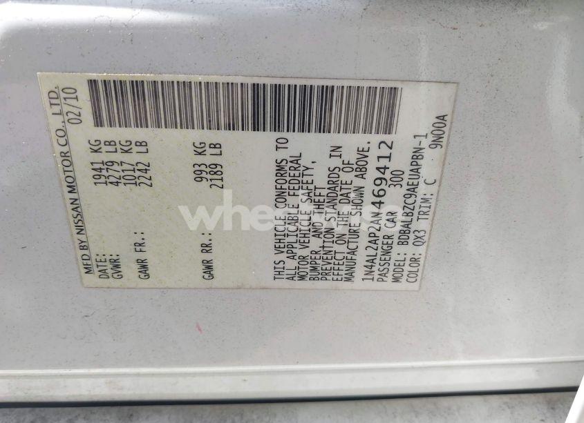 Photo 9 of 2010 Nissan Altima 2.5 S (VIN 1N4AL2AP2AN469412)