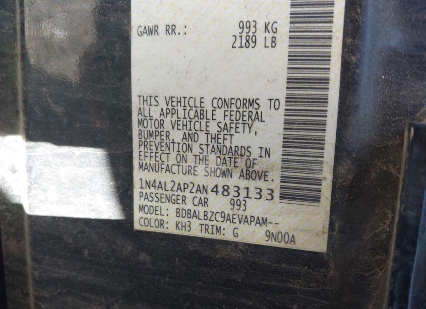 Photo 9 of 2010 Nissan Altima 2.5 S (VIN 1N4AL2AP2AN483133)