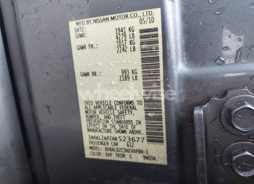 Photo 9 of 2010 Nissan Altima 2.5 S (VIN 1N4AL2AP2AN523677)