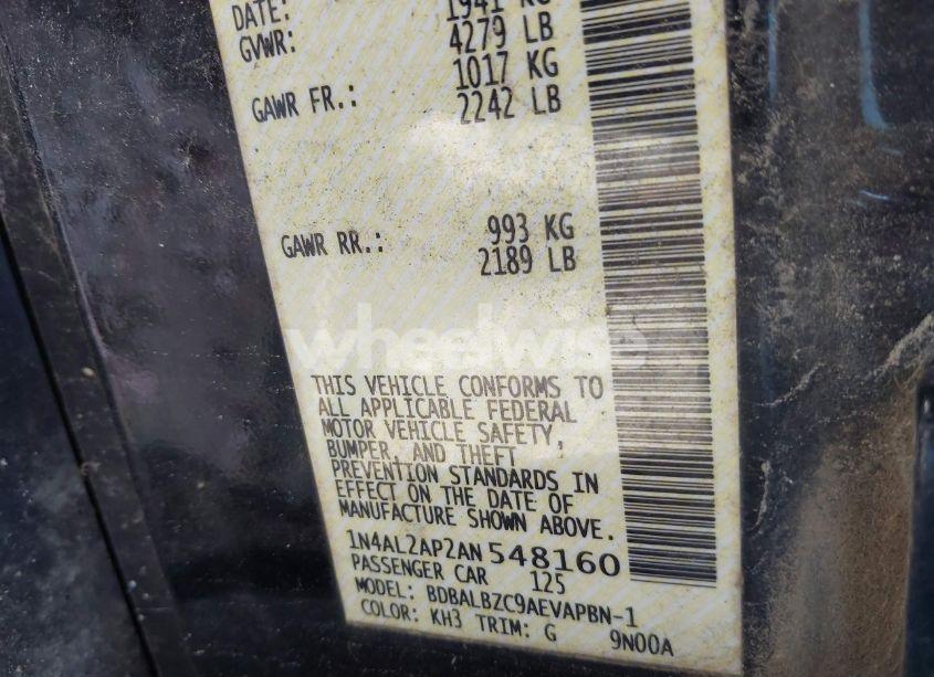 Photo 9 of 2010 Nissan Altima 2.5 S (VIN 1N4AL2AP2AN548160)