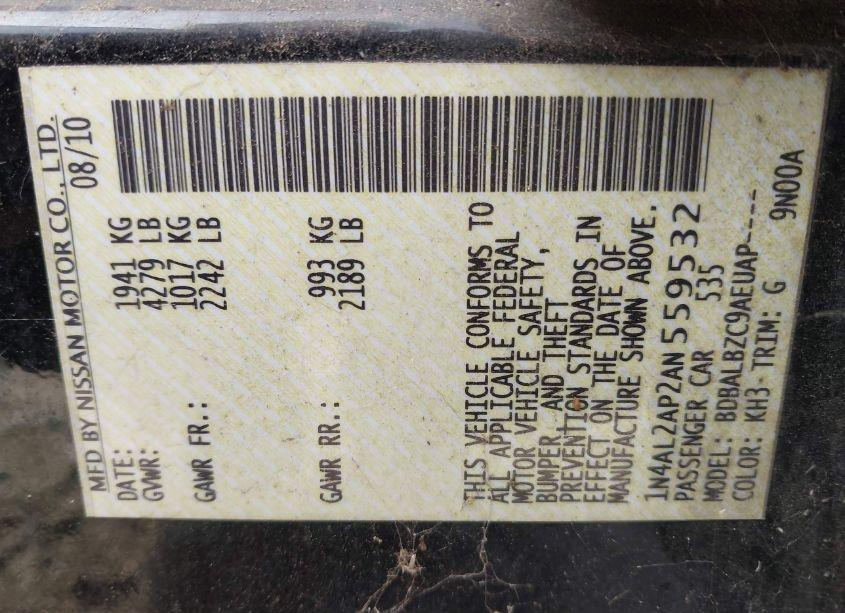 Photo 9 of 2010 Nissan Altima 2.5 S (VIN 1N4AL2AP2AN559532)