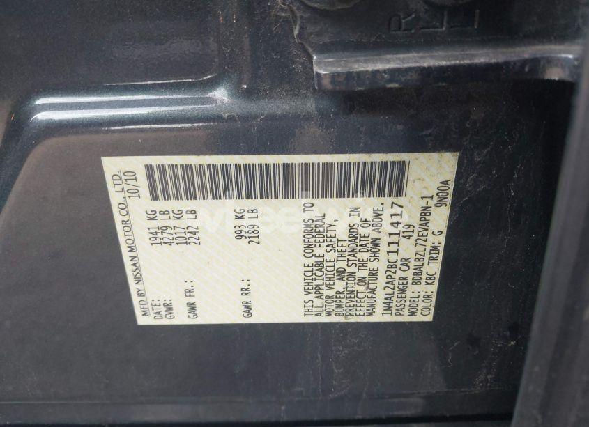 Photo 9 of 2011 Nissan Altima 2.5 S (VIN 1N4AL2AP2BC111417)