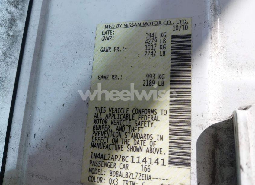 Photo 9 of 2011 Nissan Altima 2.5 S (VIN 1N4AL2AP2BC114141)