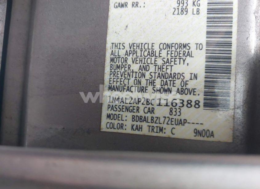 Photo 9 of 2011 Nissan Altima 2.5 S (VIN 1N4AL2AP2BC116388)
