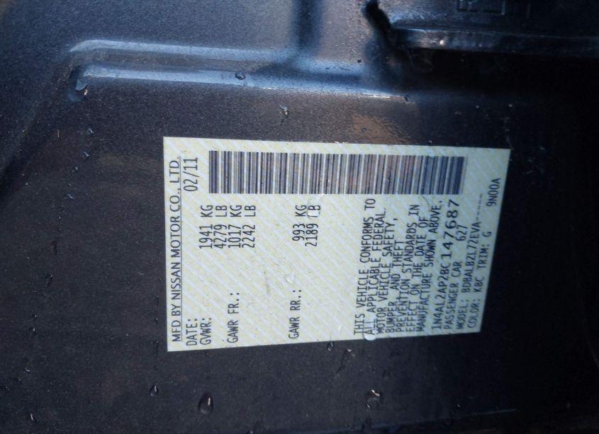 Photo 9 of 2011 Nissan Altima 2.5 S (VIN 1N4AL2AP2BC147687)