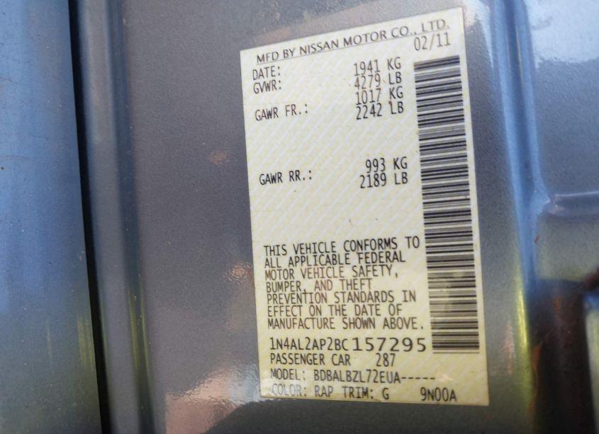 Photo 9 of 2011 Nissan Altima 2.5 S (VIN 1N4AL2AP2BC157295)