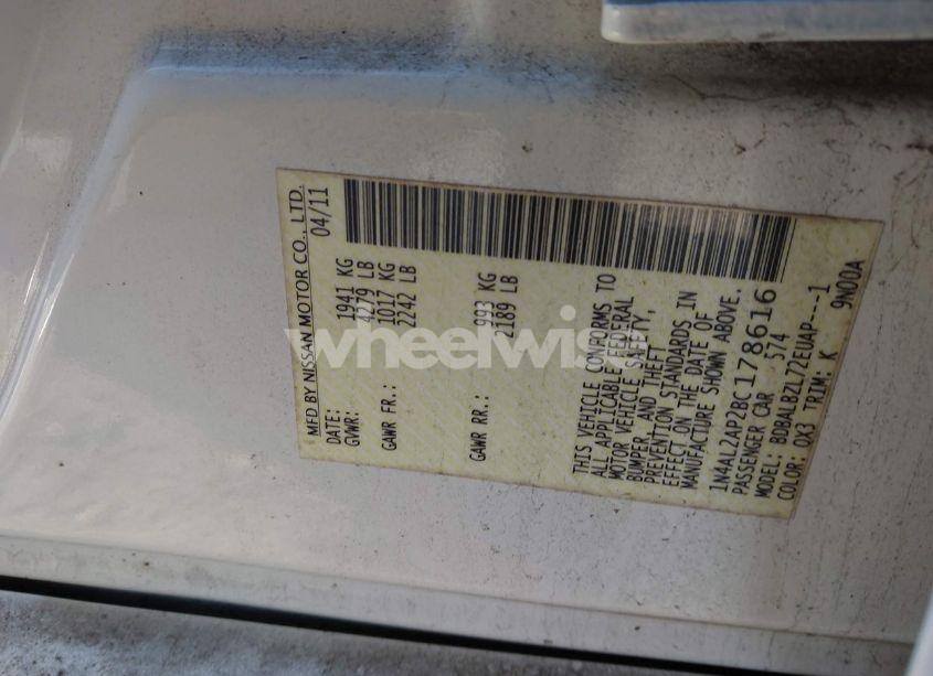 Photo 9 of 2011 Nissan Altima 2.5 S (VIN 1N4AL2AP2BC178616)