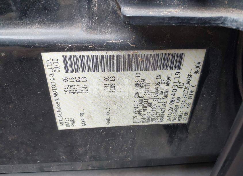 Photo 9 of 2011 Nissan Altima 2.5 S (VIN 1N4AL2AP2BN403119)