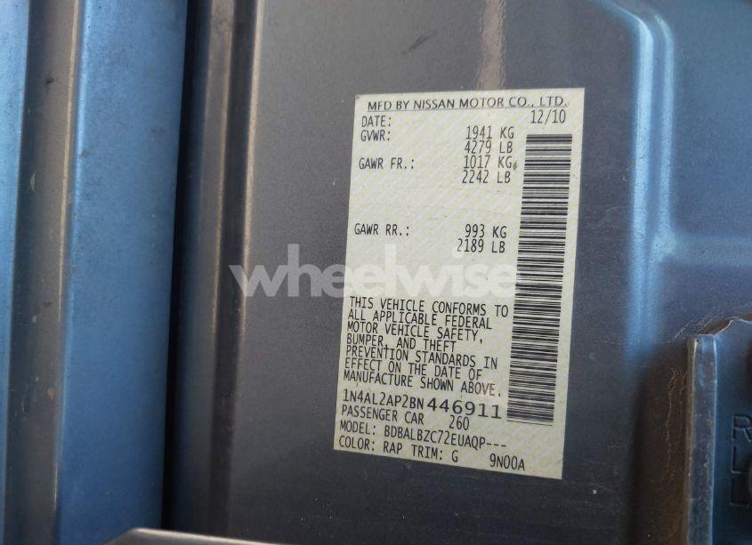 Photo 9 of 2011 Nissan Altima 2.5 S (VIN 1N4AL2AP2BN446911)