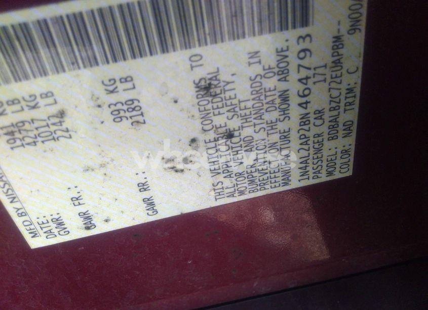 Photo 9 of 2011 Nissan Altima S (VIN 1N4AL2AP2BN464793)