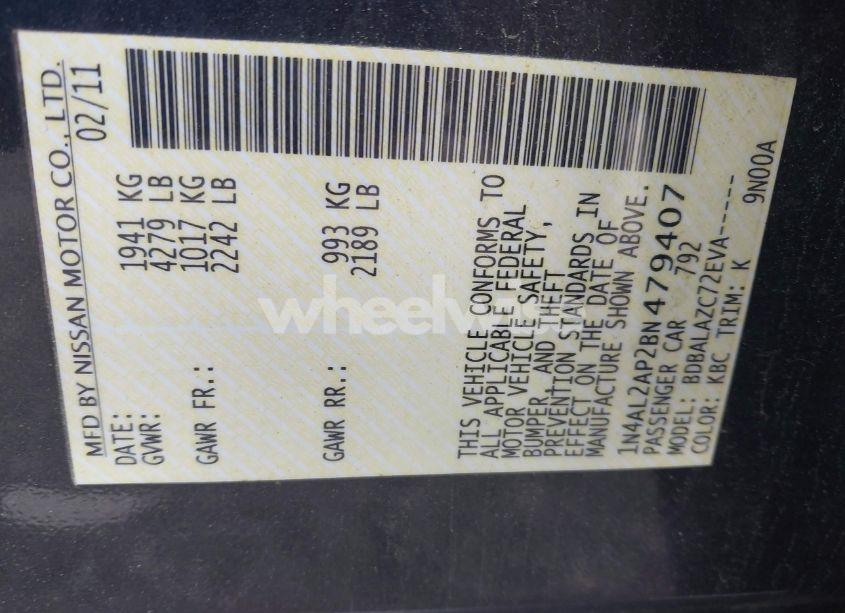 Photo 9 of 2011 Nissan Altima 2.5 (VIN 1N4AL2AP2BN479407)