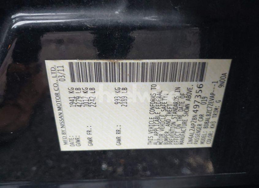 Photo 9 of 2011 Nissan Altima 2.5 S (VIN 1N4AL2AP2BN497356)