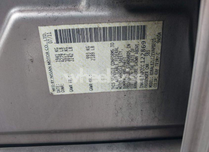 Photo 9 of 2012 Nissan Altima 2.5 SL (VIN 1N4AL2AP2CC122869)