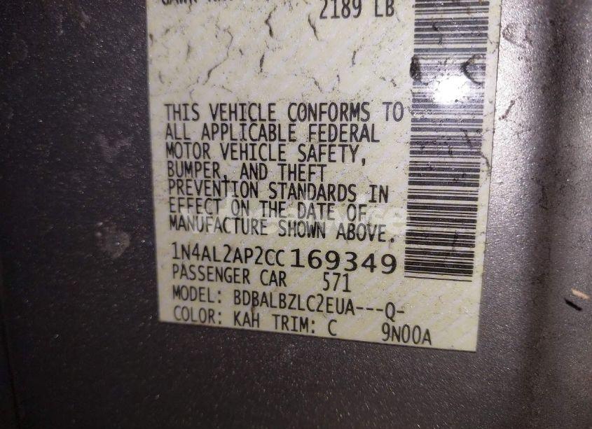 Photo 9 of 2012 Nissan Altima 2.5 S (VIN 1N4AL2AP2CC169349)