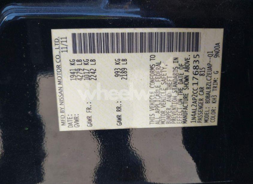 Photo 9 of 2012 Nissan Altima 2.5 S (VIN 1N4AL2AP2CC176835)