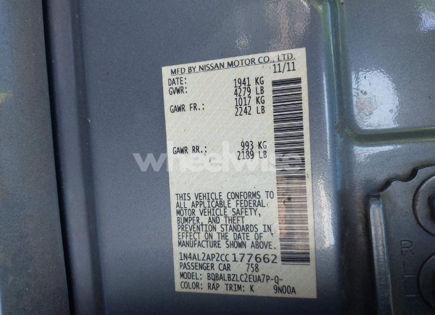 Photo 9 of 2012 Nissan Altima 2.5 S (VIN 1N4AL2AP2CC177662)