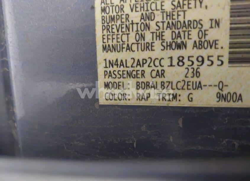 Photo 9 of 2012 Nissan Altima 2.5 S (VIN 1N4AL2AP2CC185955)