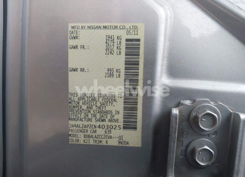 Photo 9 of 2012 Nissan Altima 2.5 (VIN 1N4AL2AP2CN403025)