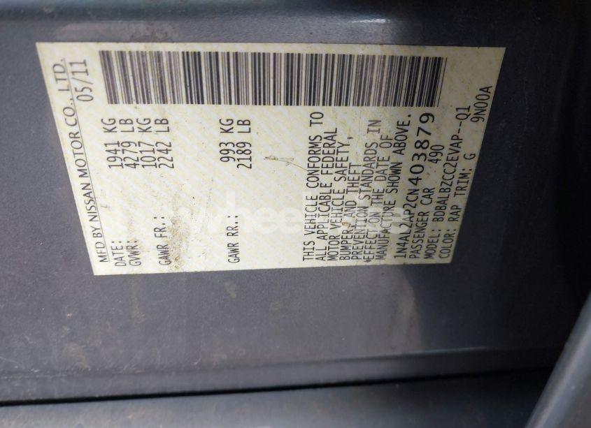 Photo 9 of 2012 Nissan Altima 2.5 S (VIN 1N4AL2AP2CN403879)